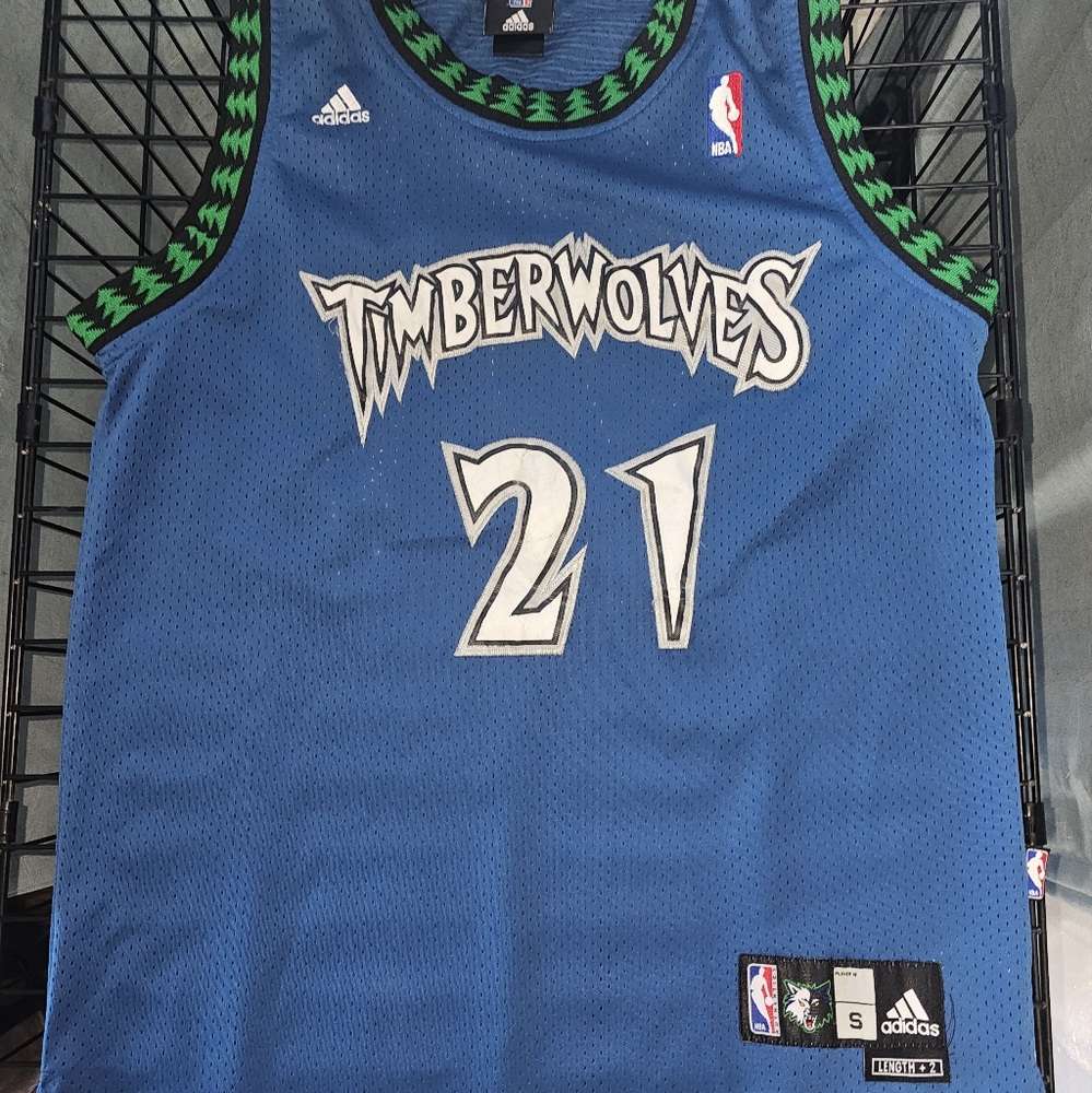 Vintage rare NBA Timberwolves Kevin Garnett stitched jersey size small blue # 21